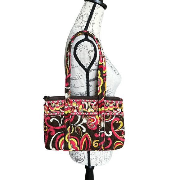 Vera Bradley Little Betsy Purse Handbag Retired Puccini Print Brown Zip Close - Picture 1 of 4